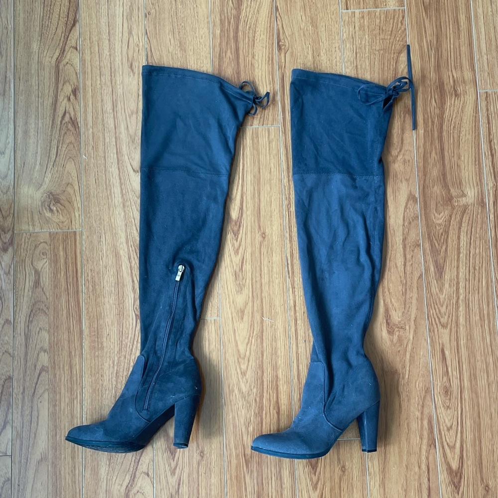 Thigh High Grey Suede Boots 7 1/2
